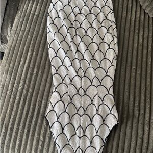 Cache Black and White Scallop Dress